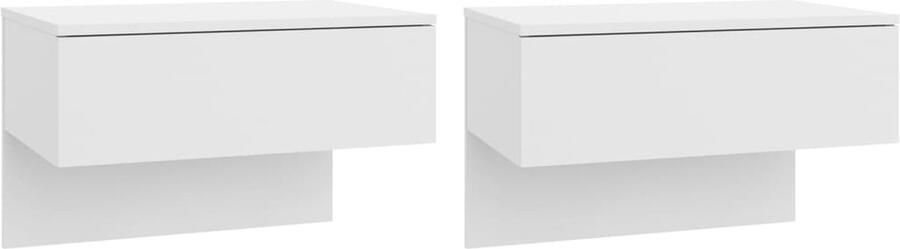 VidaXL Wandnachtkastjes Set van 2 Wit Wandlamp Nachtlamp Bergruimte Badkamermeubilair Slaapkamersdecoratie Houten Meubels Witte Meubel