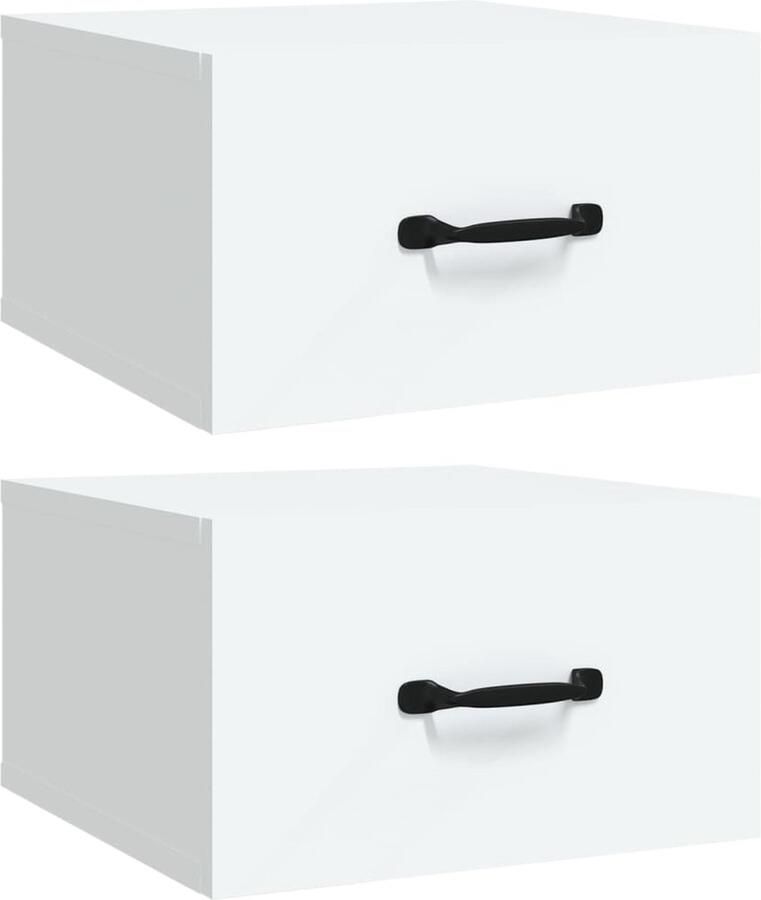 VidaXL Wandnachtkastjes Set van 2 Wit Wandlamp Nachtlamp Kastje Bergruimte Slaapkamervloerisolator Minimalistische Meubels Modern Interieur Witte Meubel
