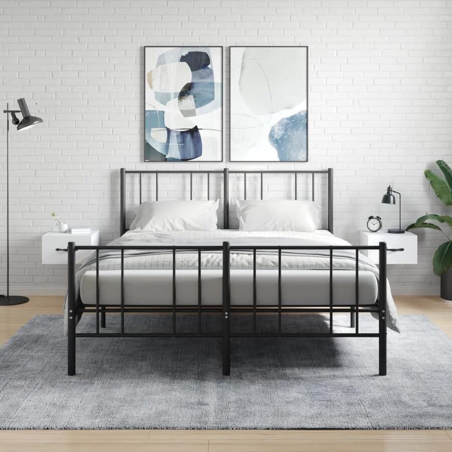 VidaXL Wandnachtkastjes Wit Set van 2 Wandkasten Nachtkastjes Houten Kasten Witte Meubels Badkamermeubelen Slaapkamersdecoratie Opslagoplossingen Minimalistisch Design - Foto 2