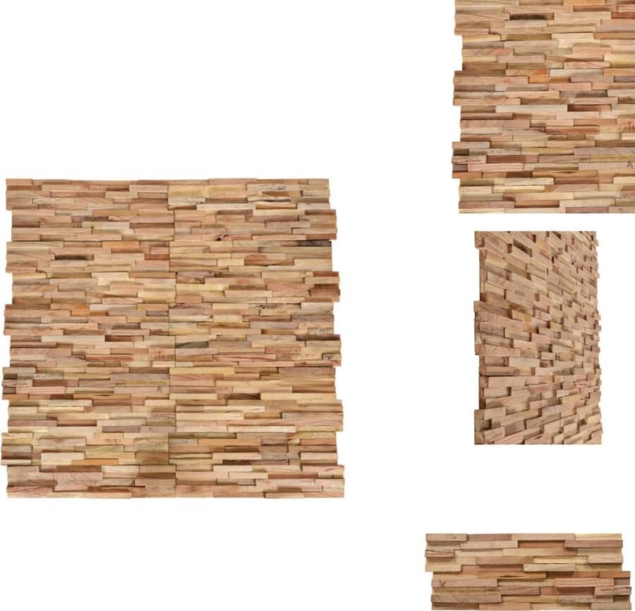 VidaXL Wandpaneel Wandpanelen Wandplank Wanddecoratie 10 st Wandbekledingspanelen 3D 1.08 mÂ² massief teakhout