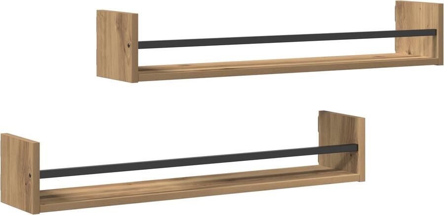 VidaXL Wandplank 2 pcs artisanaal eikenkleurig 80 x 16 x 14 cm