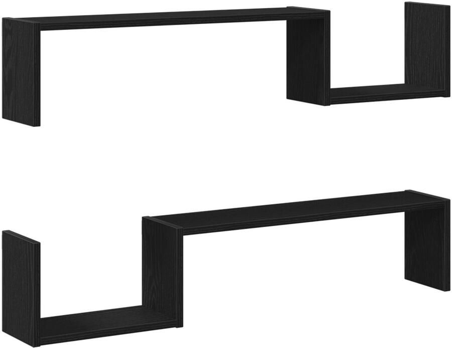 VidaXL Wandplank 2 pcs Zwart eiken 100 x 15 x 20 cm Bewerkt hout