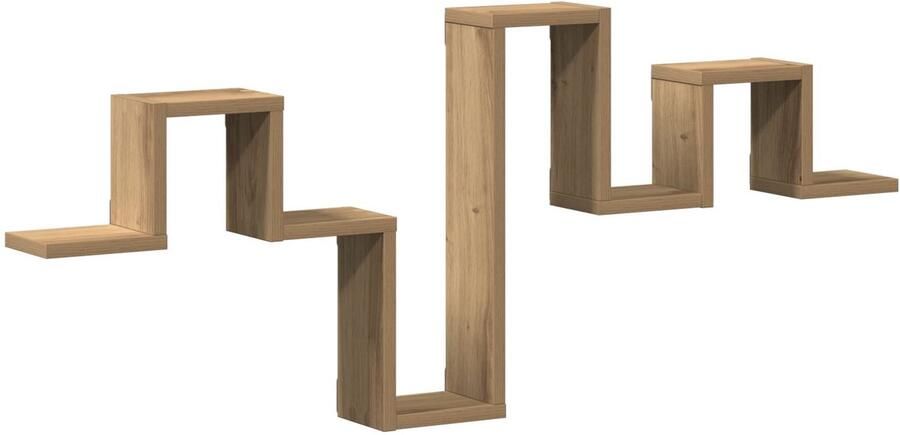 VidaXL Wandplank met plank artisanaal eikenkleurig Bewerkt hout