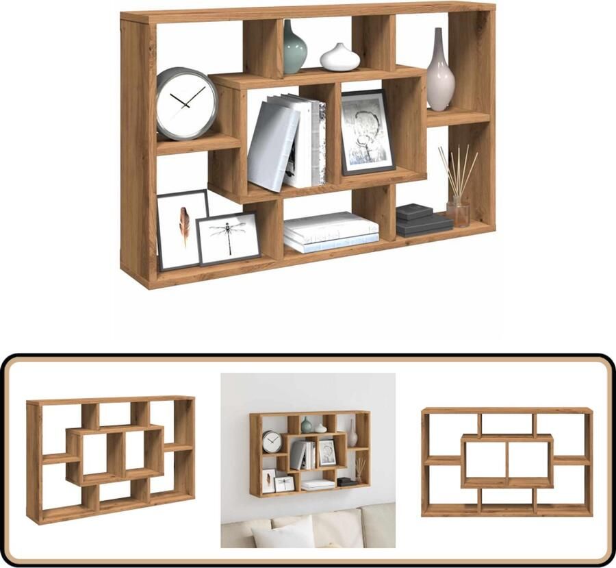 VidaXL Wandschap 85x16x52 5 cm bewerkt hout artisanaal eikenkleurig