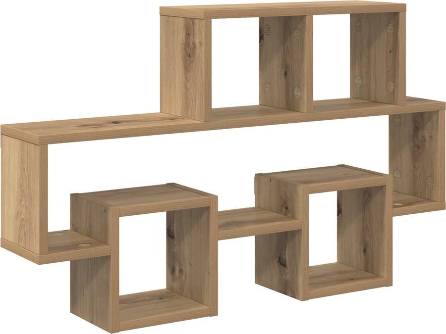 VidaXL Wandplank met plank met opslag Ambachtelijk eiken Bewerkt hout