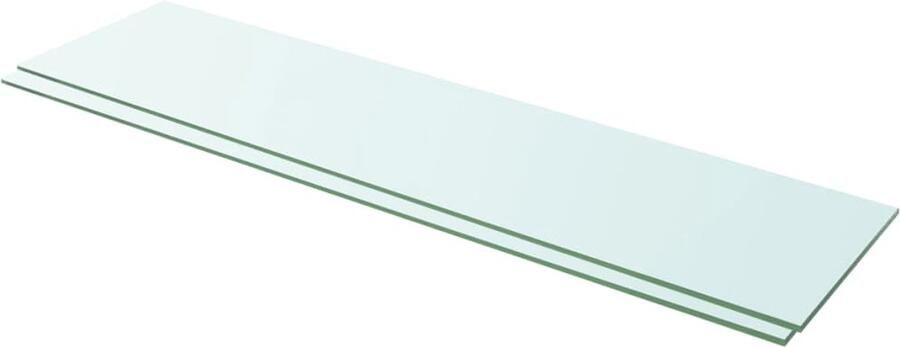 VidaXL Schappen 2 st 100x25 cm glas transparant Glazen Schappen Wandplank Vitrinekast Transparant Glas Industriële Stijl