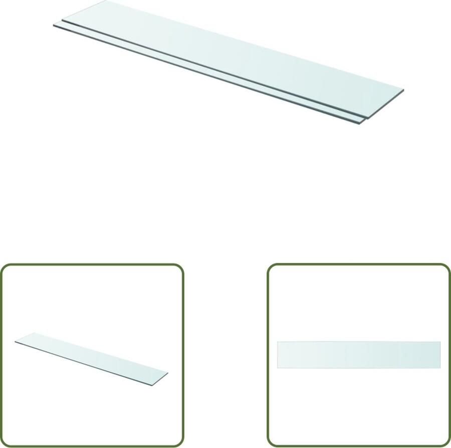 The Living Store Schappen 2 st 90x15 cm glas transparant Glazen Wandplankje Glazen Schap Wandrek Decoratief Rek Vitrinekast
