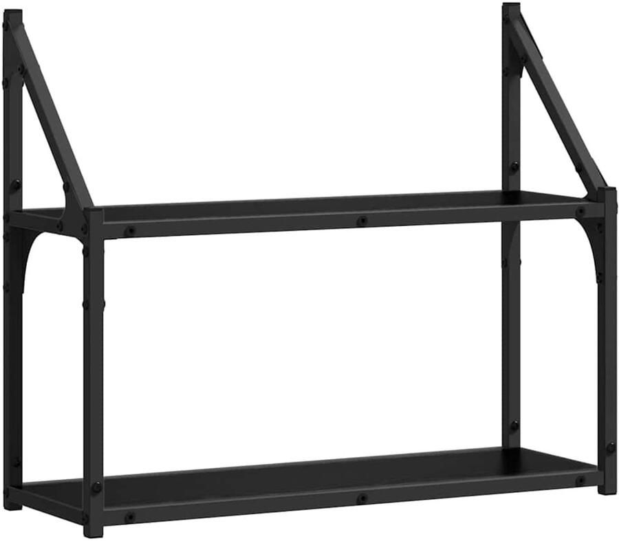 VidaXL Wandplank met plank Zwart eiken 60 x 21 x 51 cm Bewerkt hout