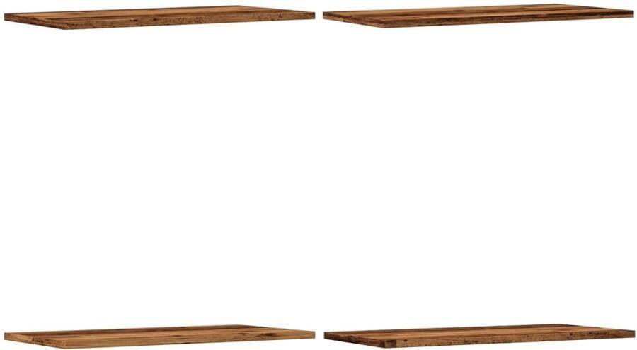 The Living Store Wandschappen 4 st 60x30x1 5 cm bewerkt hout oud houtkleurig Wandplank Houten Plank Opbergplanken Wanddecoratie Interieurstyling