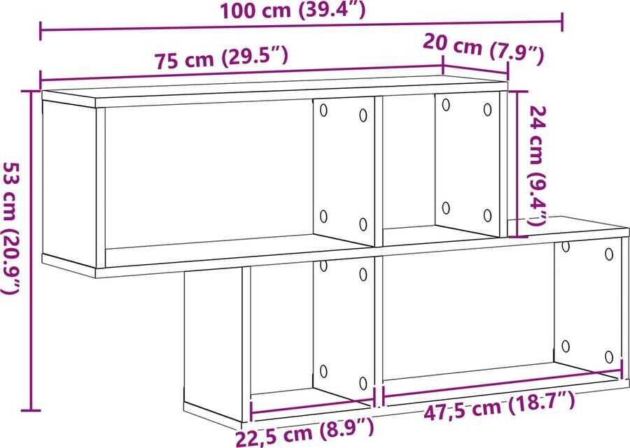 VidaXL Wandplank met plank Wandgemonteerd Anders met opslag Oud Hout - Foto 2