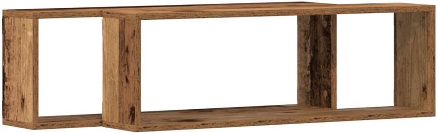 VidaXL Wandplank Set van 2 Oude hout Engineered hout 80 x 15 x 26 cm