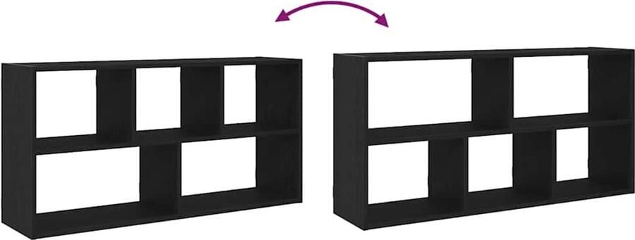 VidaXL Wandplank Zwart Eiken 100x25x50 cm Bewerkt Hout