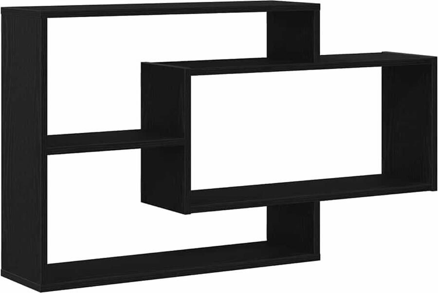 VidaXL Wandplank Zwart Eiken 104x20x58 5 cm Bewerkt Hout