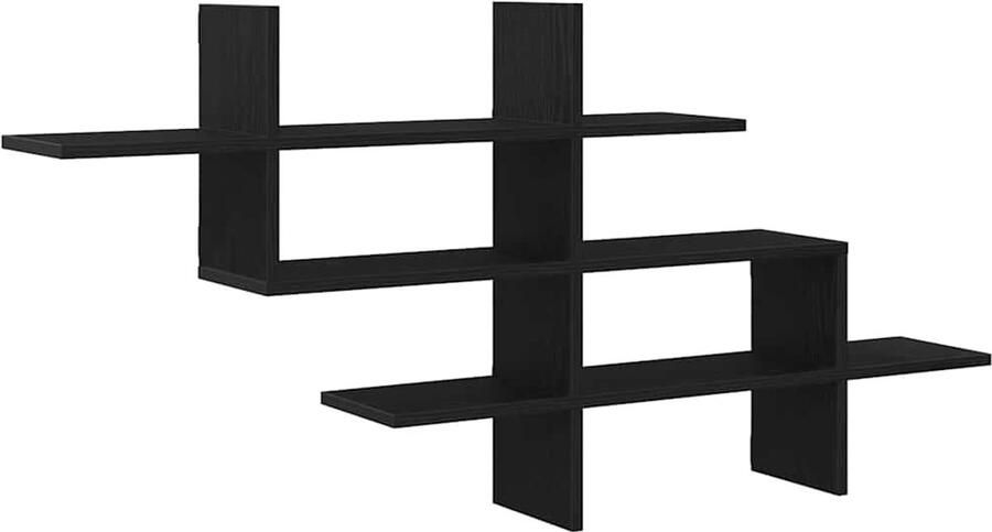 VidaXL Wandplank Zwart Eiken 124 5x18x60 5 cm Bewerkt Hout