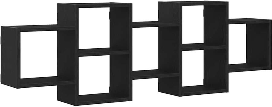 VidaXL Wandplank Zwart Eiken 129x18x42 cm Bewerkt Hout