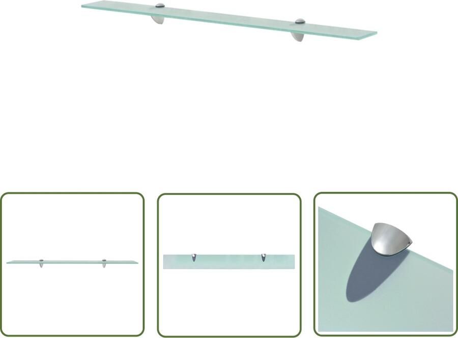 The Living Store Zwevend schap 90x10 cm 8 mm glas Zwevende Plank Glazen Schap Wandplank Opbergruimte Modern Design