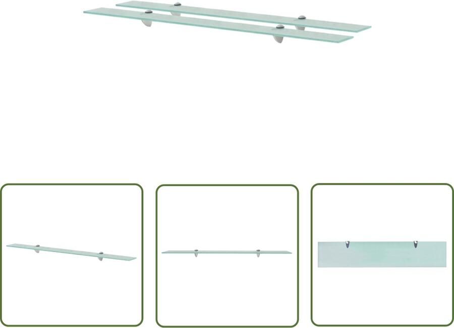 The Living Store Schappen zwevend 2 st 100x20 cm 8 mm glas Zwevende Plank Wandplank Glazen Plank Vitrinekast Opbergruimte