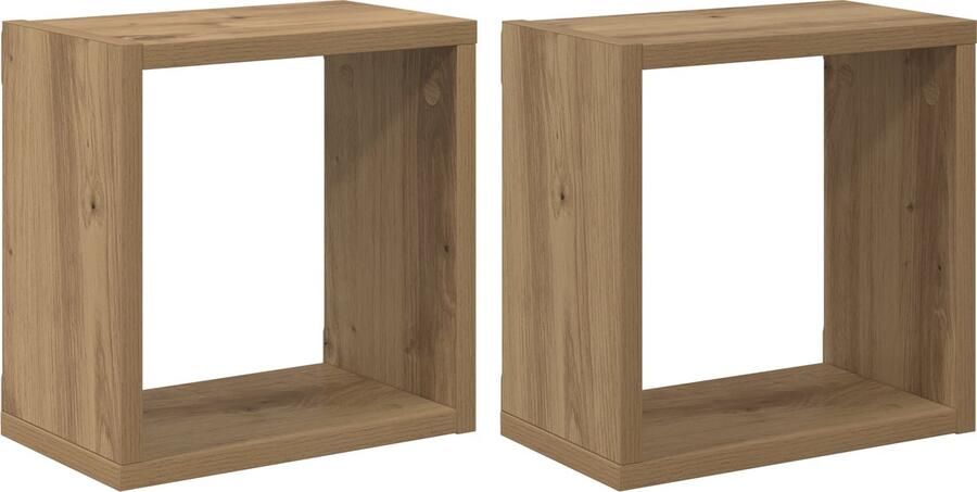 VidaXL Wandplanken 2 pcs artisanaal eikenkleurig 26 x 15 x 26 cm