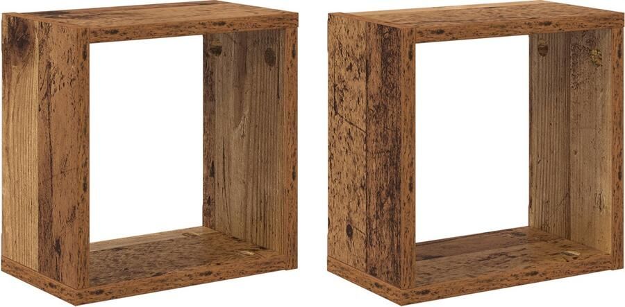 VidaXL Wandplanken 2 pcs Oud hout 26 x 15 x 26 cm Bewerkt hout