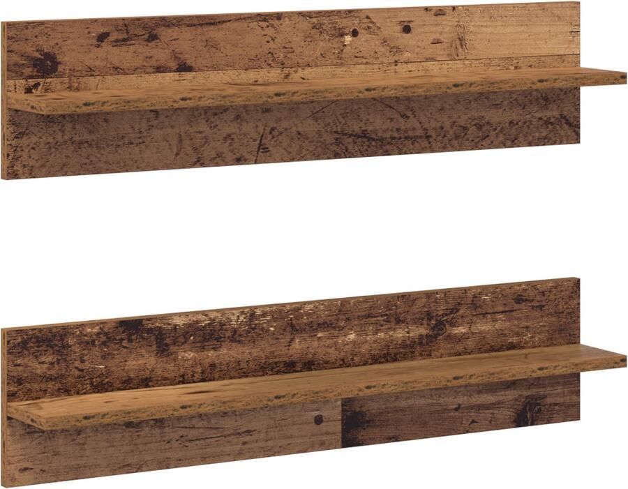 VidaXL Wandplanken 2 pcs Oude hout 80 x 11 5 x 18 cm Bewerkt hout