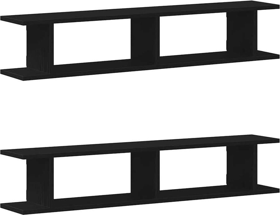 VidaXL Wandplanken 2 st 105x18x20 cm spaanplaat zwart eikenkleurig