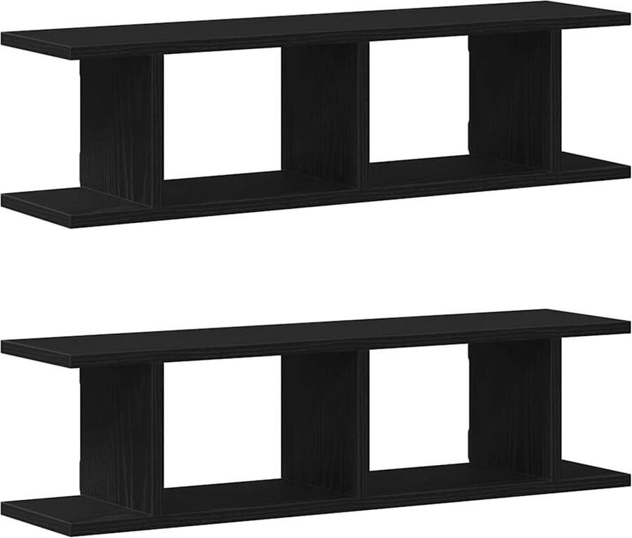VidaXL Wandplanken 2 st 75x18x20 cm spaanplaat zwart eikenkleurig