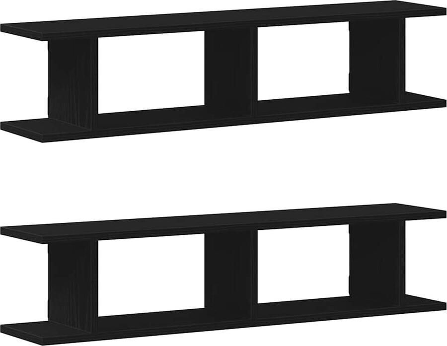 VidaXL Wandplanken 2 st 90x18x20 cm spaanplaat zwart eikenkleurig