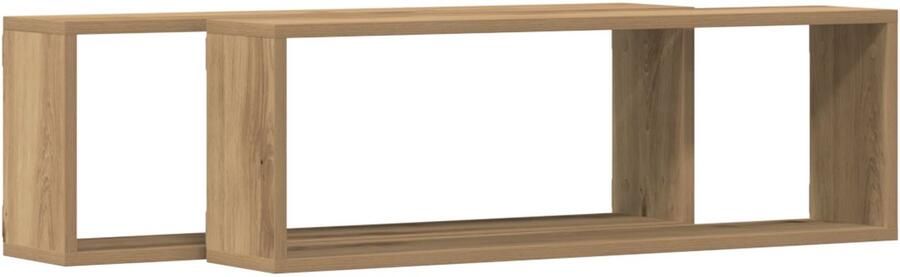 VidaXL Wandplank Set van 2 Artisan Eiken Bewerkt Hout 80 x 15 x 26 cm