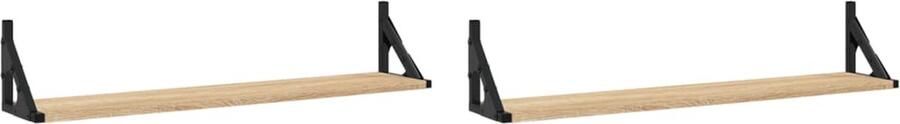 VIDAXL Wandschappen 2 st 80x15x15 5 cm bewerkt hout sonoma eikenkleur - Foto 3