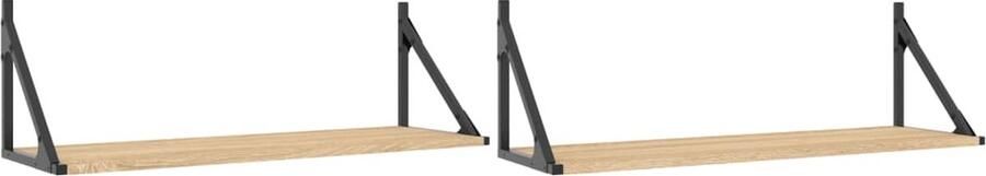VidaXL Wandschappen 2 stuks 80x25x25 5 cm Sonoma eikenkleur Wanddecoratie Wandplanken Houten Wandrek Sonome Eiken Woondecoratie