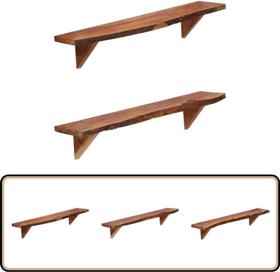 VidaXL Wandplanken 2 stuks Massief Acaciahout Wandplanken Houtschapen Rustic Vintage Acacia Hout