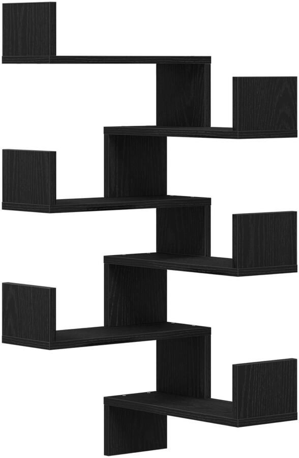 VidaXL Wandplanken 2 stuks Zwart Eiken 40x40x49 5 cm Bewerkt Hout - Foto 2