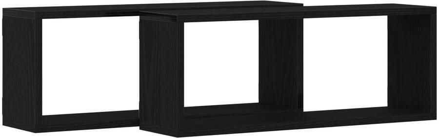 VidaXL Wandplanken 2 Stuks Zwart Eiken 60x15x23 cm Gemaakt van Houtcomposiet - Foto 2