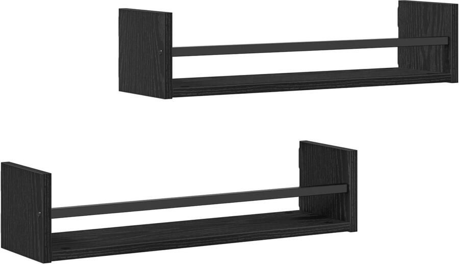 VidaXL Wandplank Zwart eiken MDF Spaanplaat 60 x 16 x 14 cm Wandmontage - Foto 3