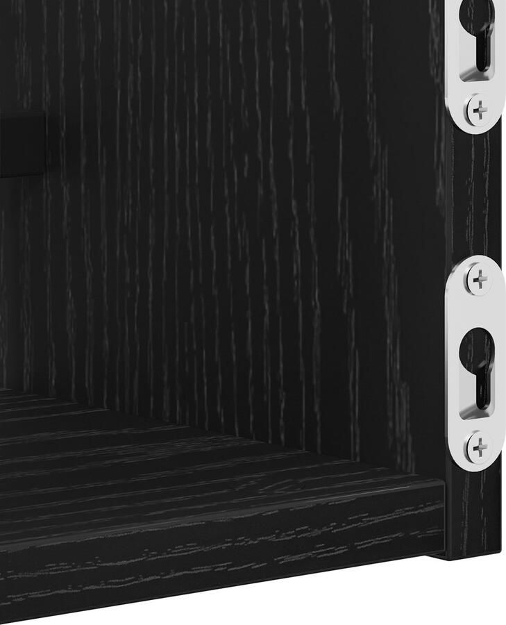 VidaXL Wandplank Zwart eiken MDF Spaanplaat 60 x 16 x 14 cm Wandmontage - Foto 2