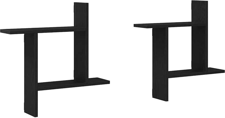 VidaXL Wandplanken 2 stuks Zwarte Eiken 50x12x50 cm Bewerkt Hout