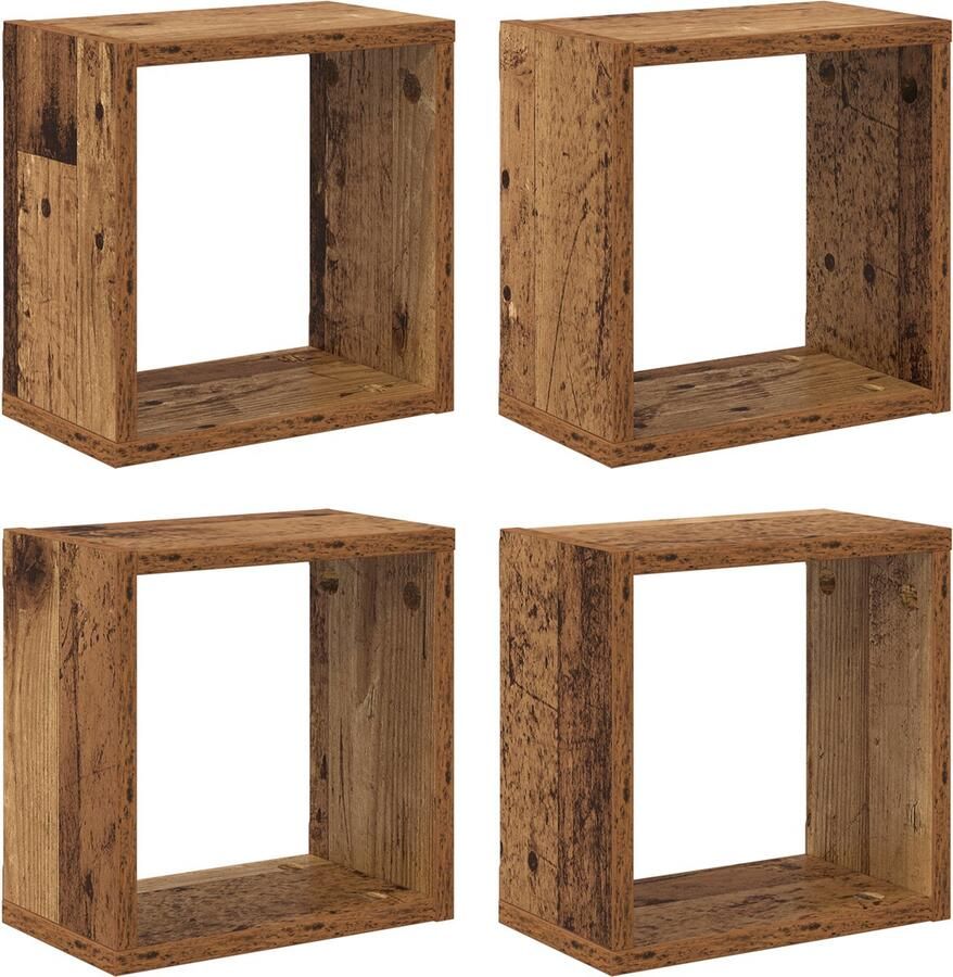 VidaXL Wandplanken Oude hout Massief Gerecycled Hout 26 x 15 x 26 cm