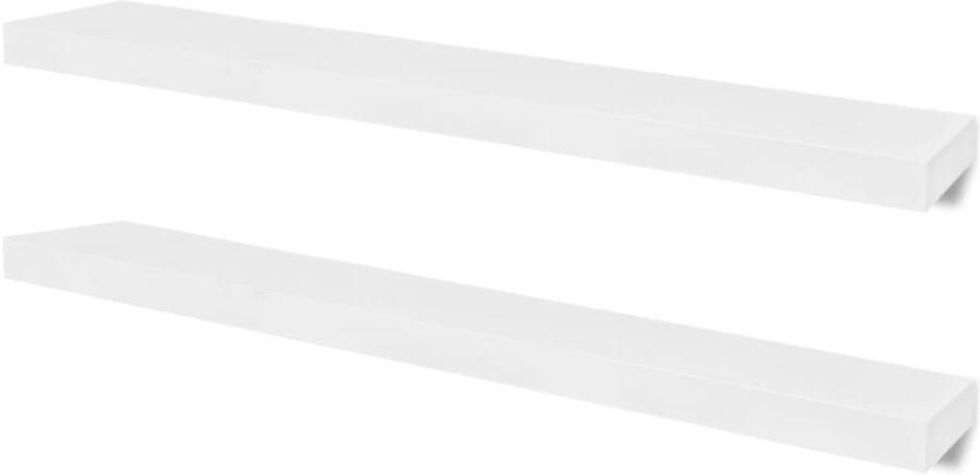 VidaXL Wandmeubel Wandmeubels Wandrekken Wand Opberger Wandplanken MDF zwevend voor boeken dvd wit 2 st