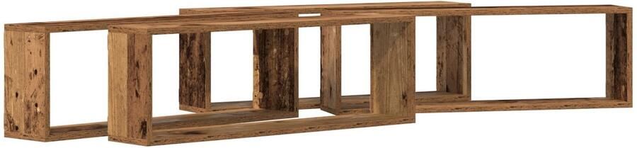 VidaXL Wandplank Set van 4 Oude hout Bewerkt hout 80 x 15 x 26 cm