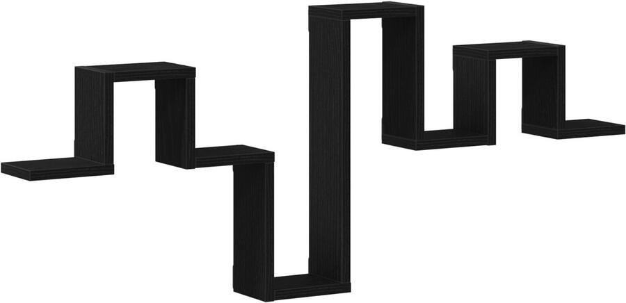 VidaXL Wandplanken & Ledges Zwart Eiken Bewerkt Hout Medium Wandmontage - Foto 3