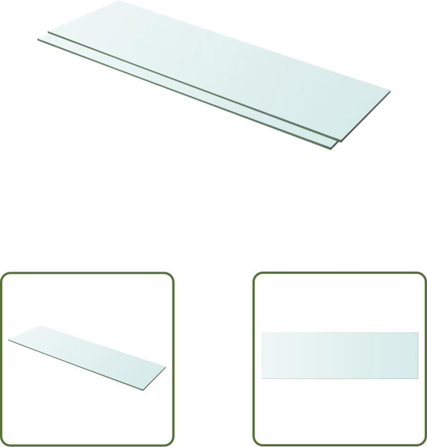 VidaXL Schappen 2 st 100x30 cm glas transparant Glazen Schappen Wandplanken Vitrinekast Opbergplank Designwanddecoratie