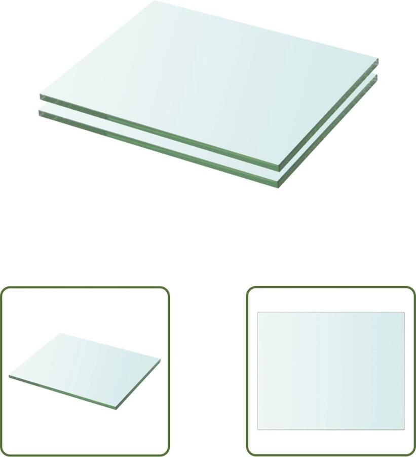 The Living Store Schappen 2 st 20x20 cm glas transparant Glazen Schap Wandplank Vitrinekast Displayrek Transparant