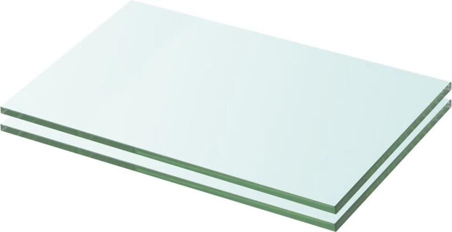 The Living Store Schappen 2 st 20x25 cm glas transparant Glazen Schap Wandplank Vitrinekast Displayrek Transparant Glas