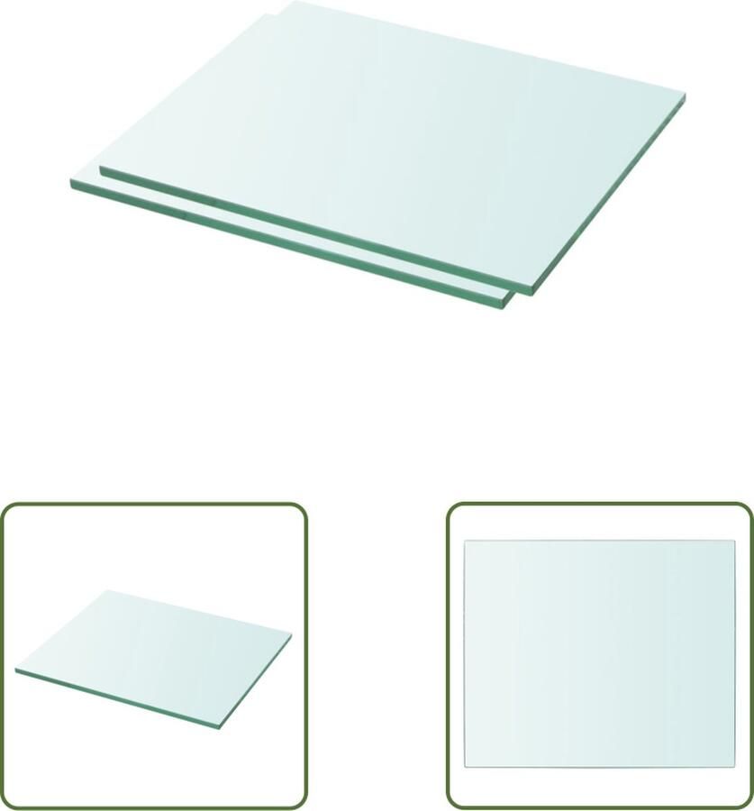 The Living Store Schappen 2 st 30x20 cm glas transparant Glazen Schap Wandplank Vitrinekast Displayrek Woonaccessoires