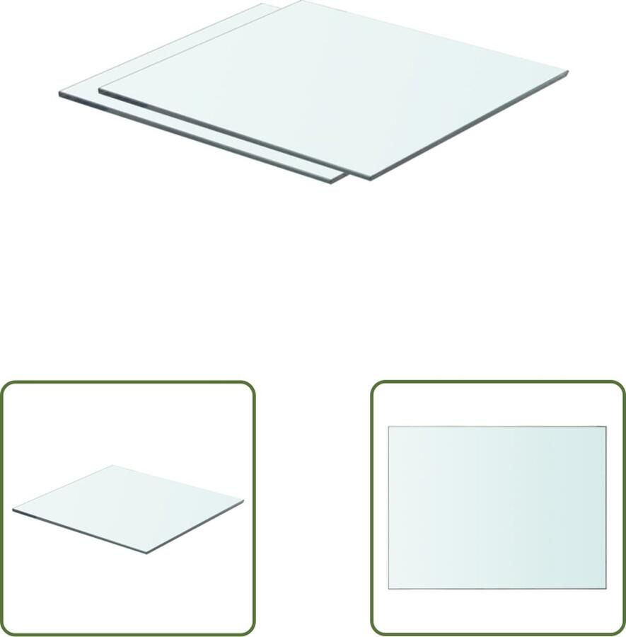 VidaXL Schappen 2 st 40x30 cm glas transparant Glazen Schappen Wandplanken Vitrinekast Displayplank Woonaccessoires