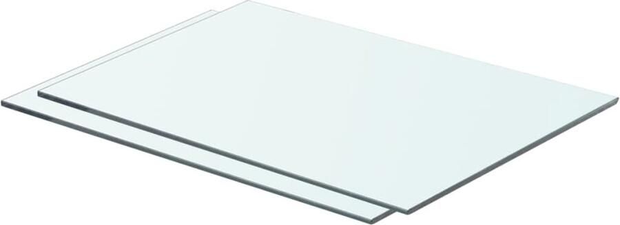 VidaXL Schappen 2 st 50x30 cm glas transparant Glazen Schappen Wandplanken Vitrinekast Displayplank Transparante Planken