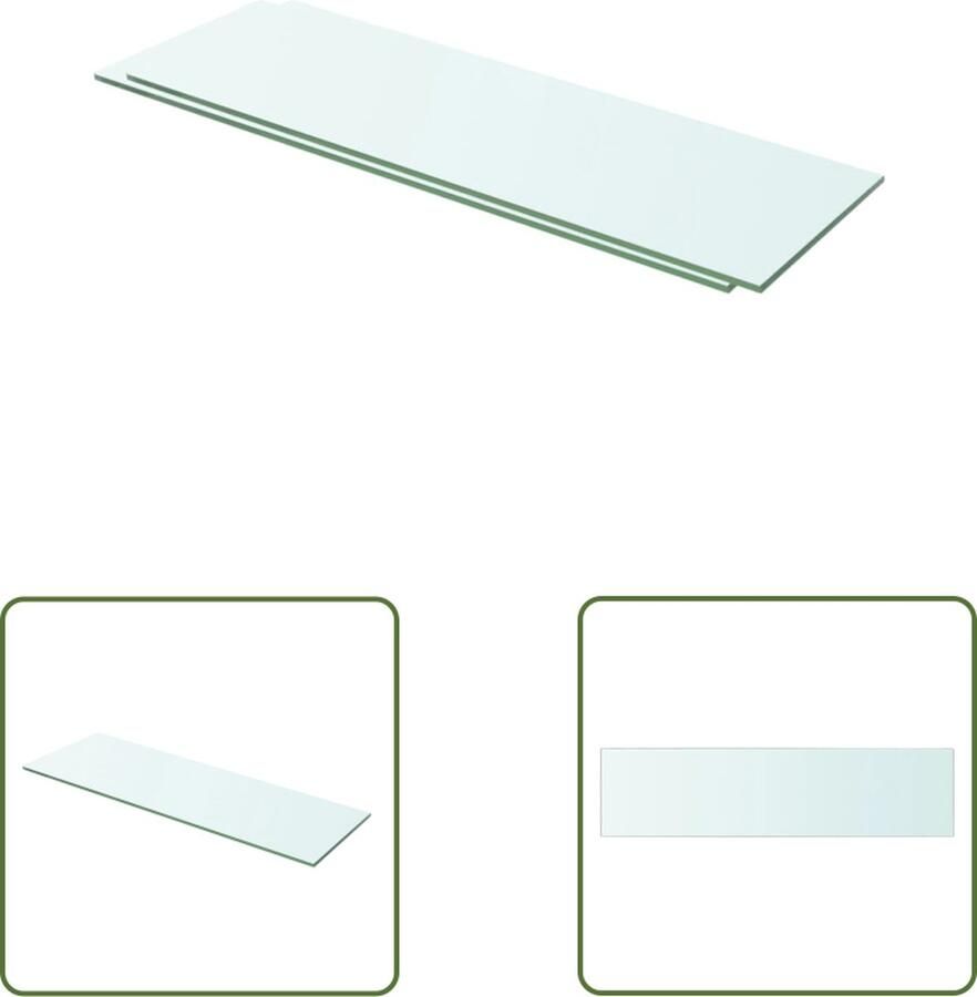 The Living Store Schappen 2 st 60x15 cm glas transparant Glazen Schap Wandplank Vitrinekast Displayrek Woonaccessoires