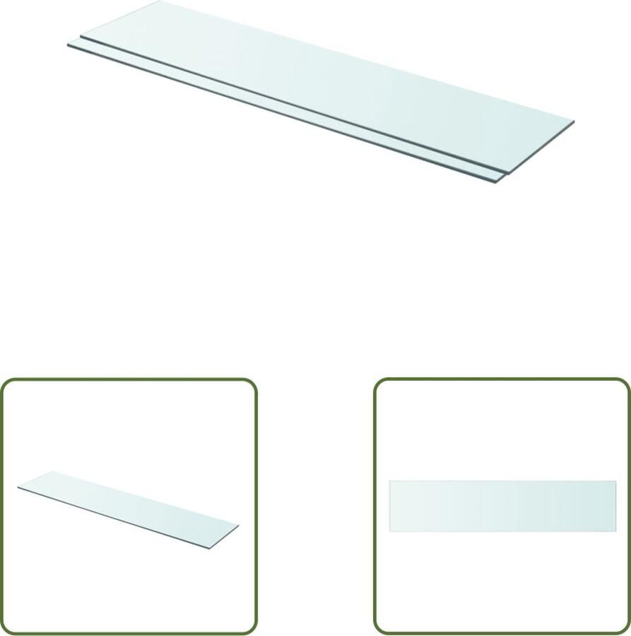 The Living Store Schappen 2 st 90x20 cm glas transparant Glazen Wandplank Expositie Wanden Vitrinekast Muurschilderij Ophangsysteem Woonaccessoires