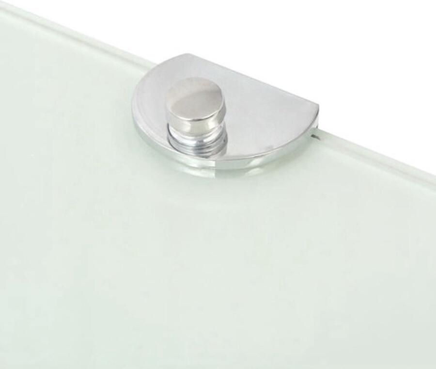 The Living Store Hoekschappen 2 st met chromen dragers 35x35 cm glas wit Zwevend Hoekschap Wandrekken Glas Schrankje Keukenkastjes Badkamerspiegelkast