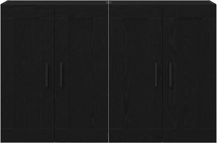 VidaXL Wand Gemonteerde Kasten 2 stuks Zwart Eiken Engineered Wood